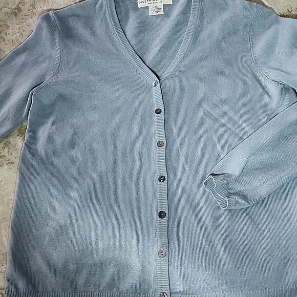 Silk/Cashmere Blue/Gray Cardigan Sweater Mother of Pearl - Picture 2 of 8